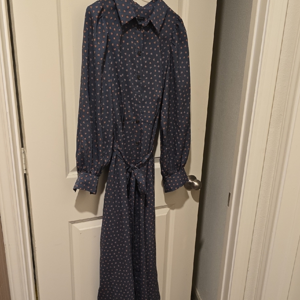 Ann Taylor Grey Dress with Coral Hearts